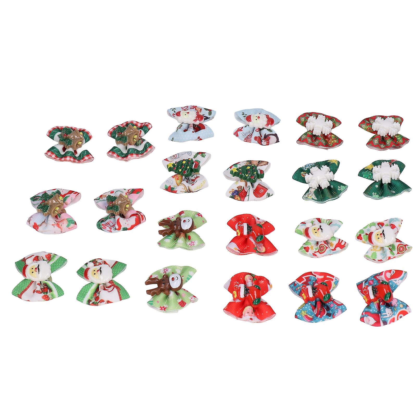 22 Pcs Christmas Dog Bow Cute Stylish Pet Hair Bows With Rubber Band For Pets Cats Dogs