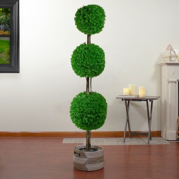 60 Triple Sphere Artificial Boxwood Topiary Potted Plant