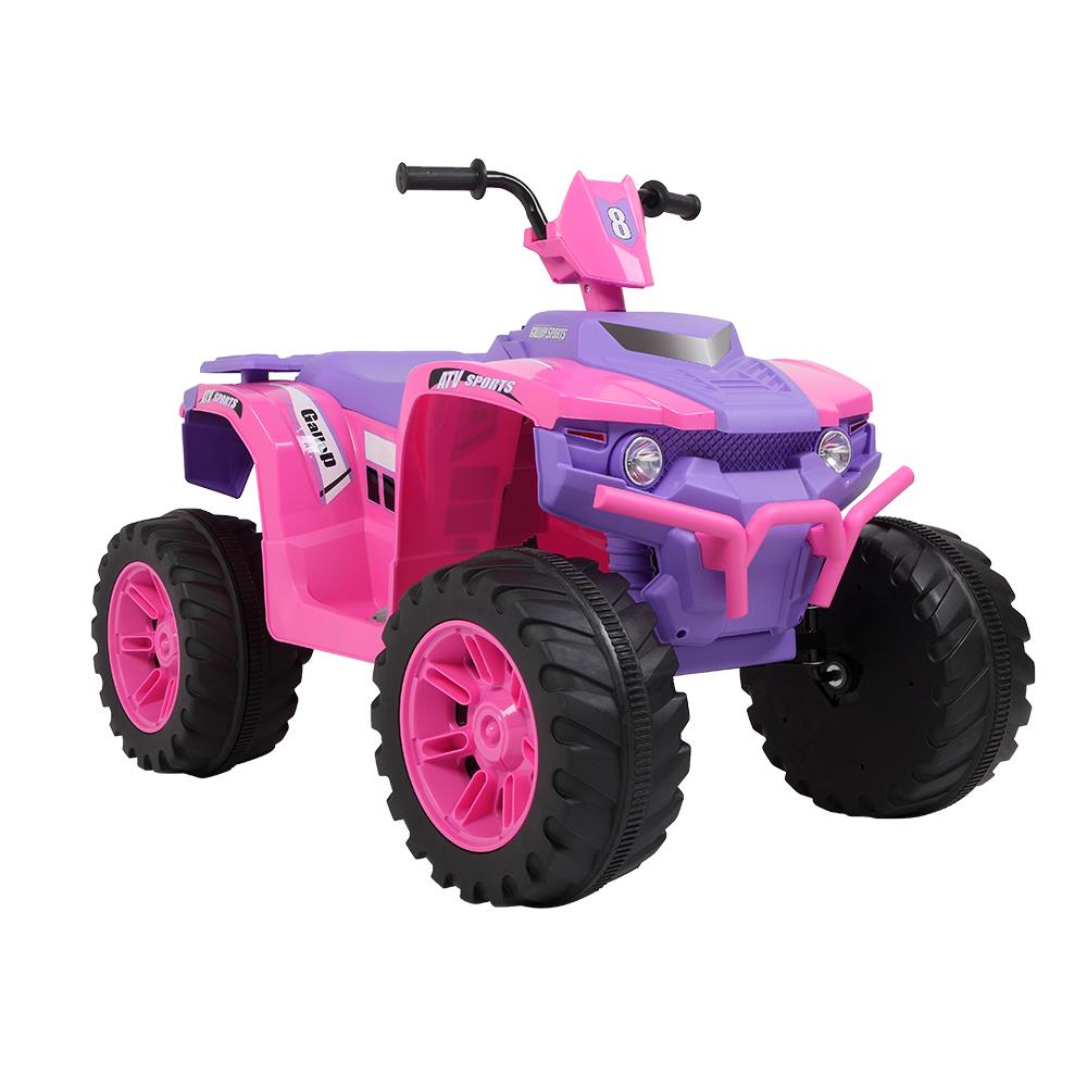 Winado Perfect for Kids Ride On ATV 12V 7Ah Battery Powered Car 4-Wheeler with a Realistic Foot Pedal Accelerator, LED Headlights, Music, Horn - Pink and Purple