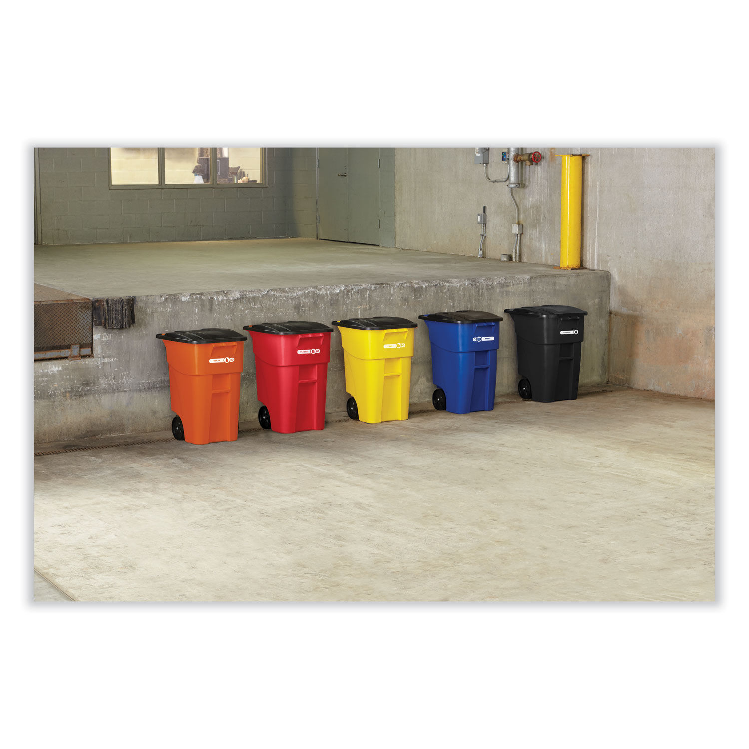 Square Brute Rollout Container by Rubbermaidandreg; Commercial RCP9W27BLU