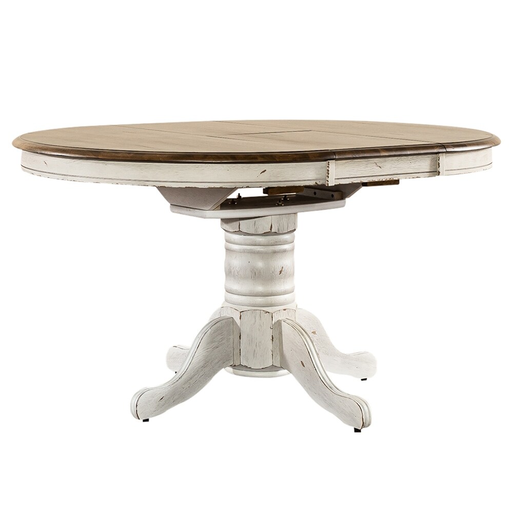 Carolina Crossing Antique Honey White Pedestal Table Set