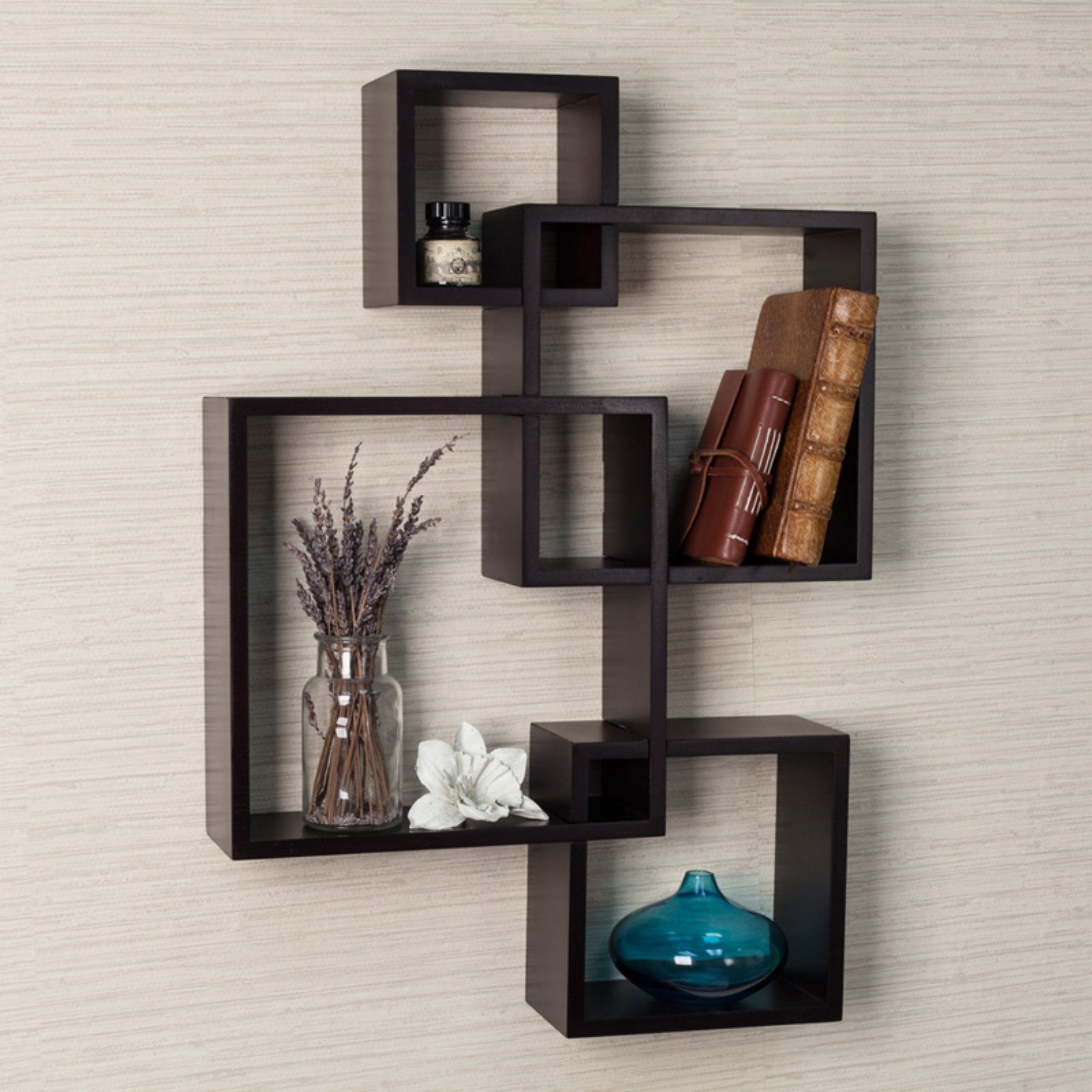 Danya B Espresso Intersecting Cube Shelves