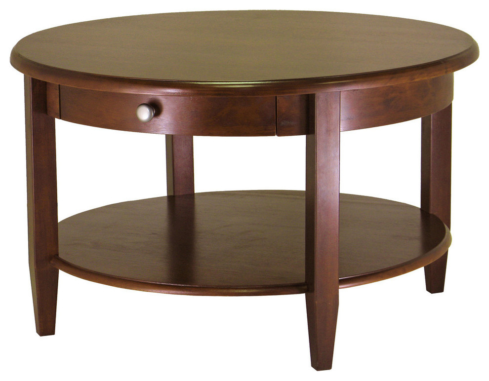 Concord Round Coffee Table With Drawer and Shelf   Transitional   Coffee Tables   by Global Discount Store LLC  Houzz