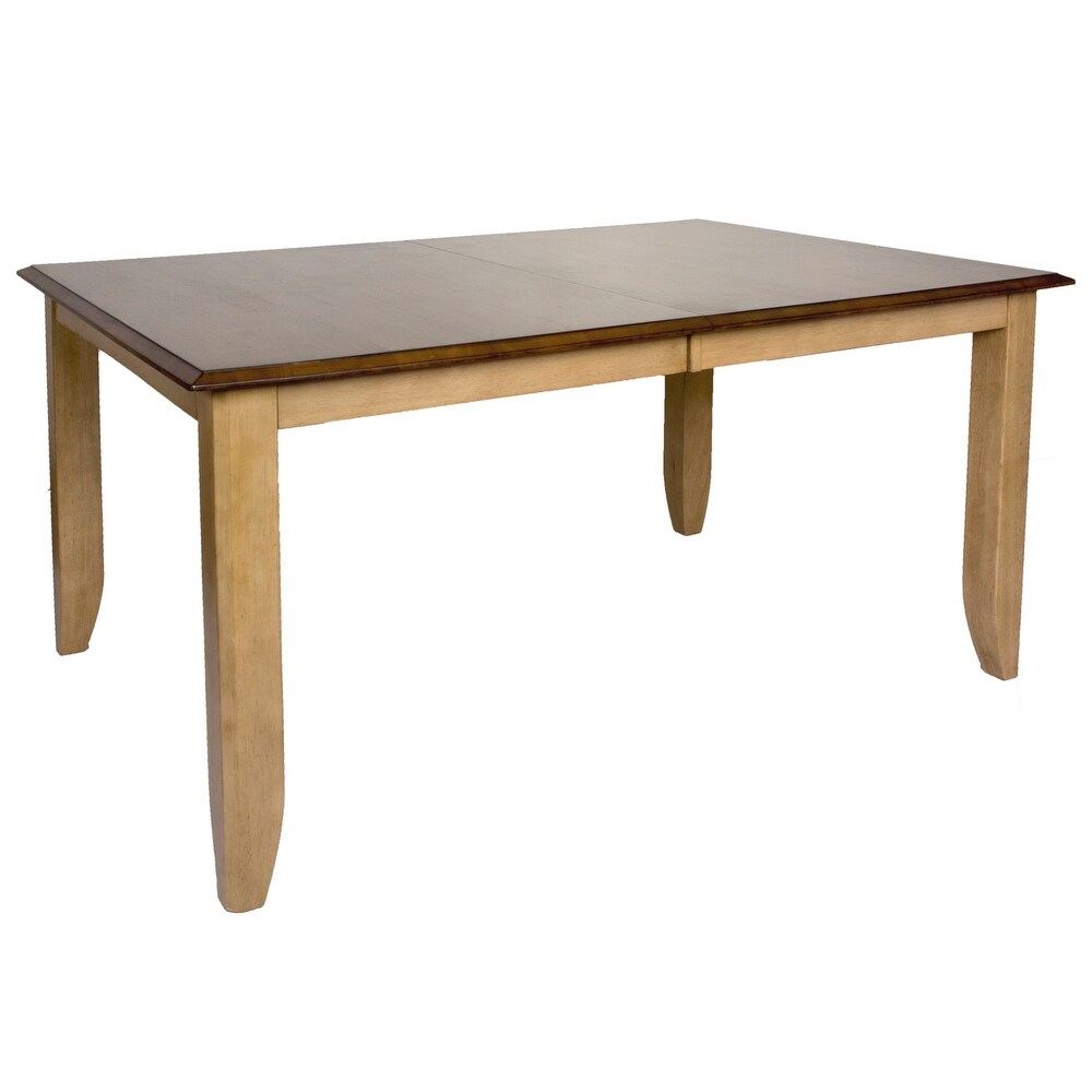 Brook 60 in. Rectangle Distressed Two Tone Light Creamy Wheat with Warm Pecan Brown Wood Dining Table (Seats 8)