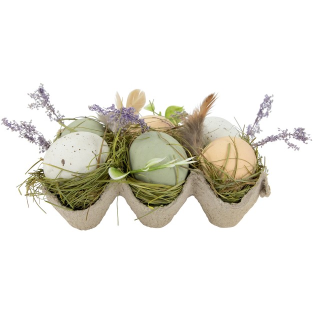 Northlight Pack Of 6 Assorted Easter Eggs With Carton And Grass Decoration