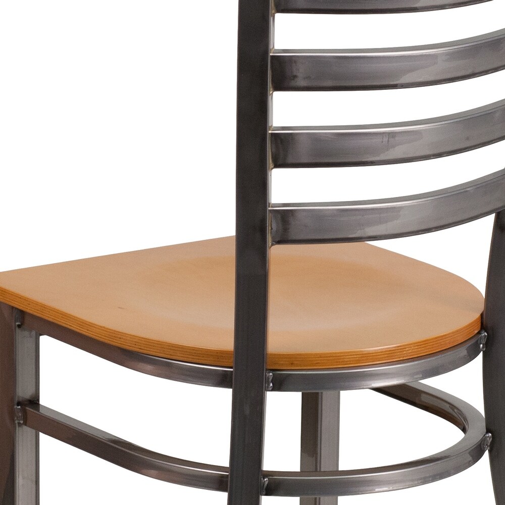 Clear Coated Ladder Back Metal Restaurant Chair   16.5\