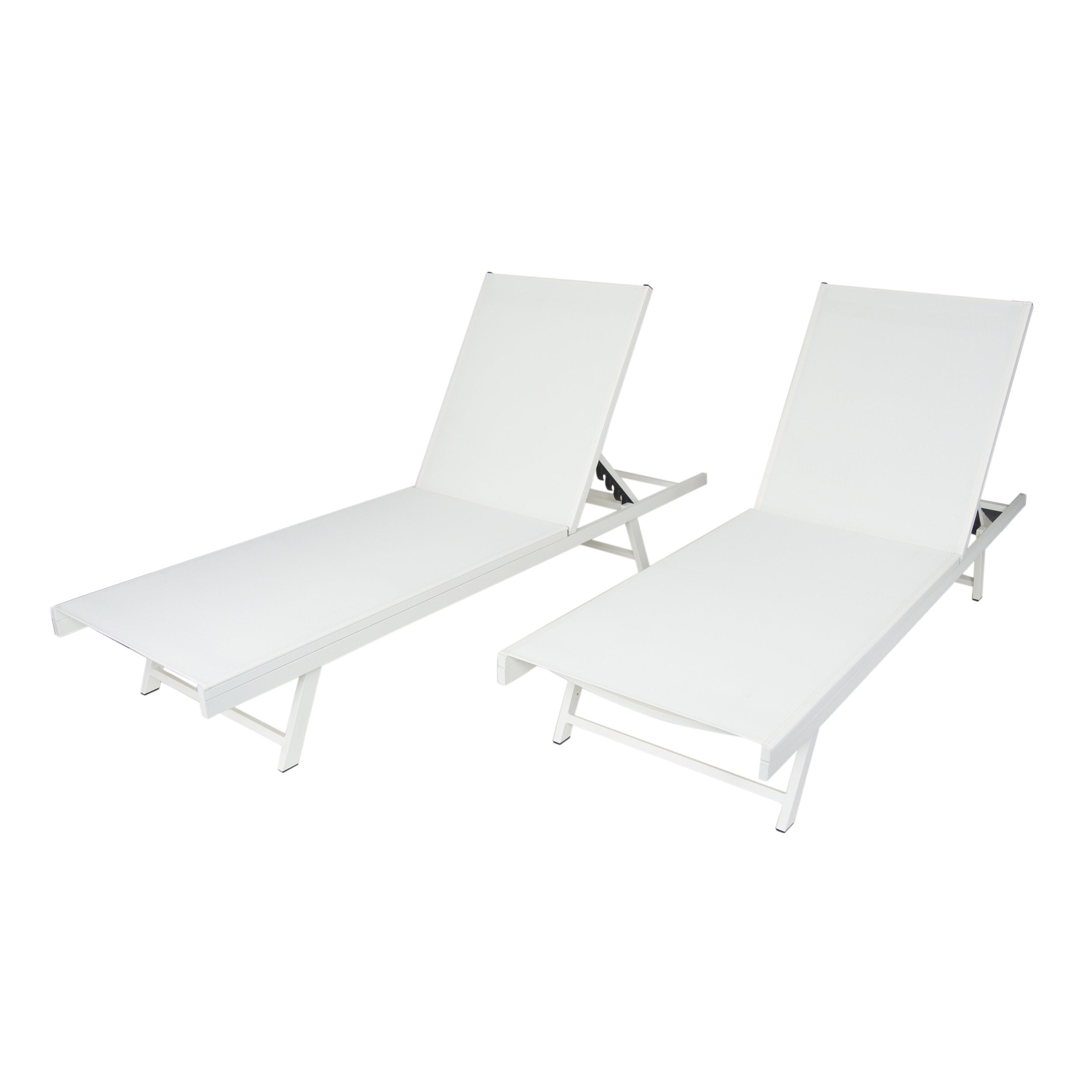 Simon Outdoor Aluminum and Mesh Chaise Lounge