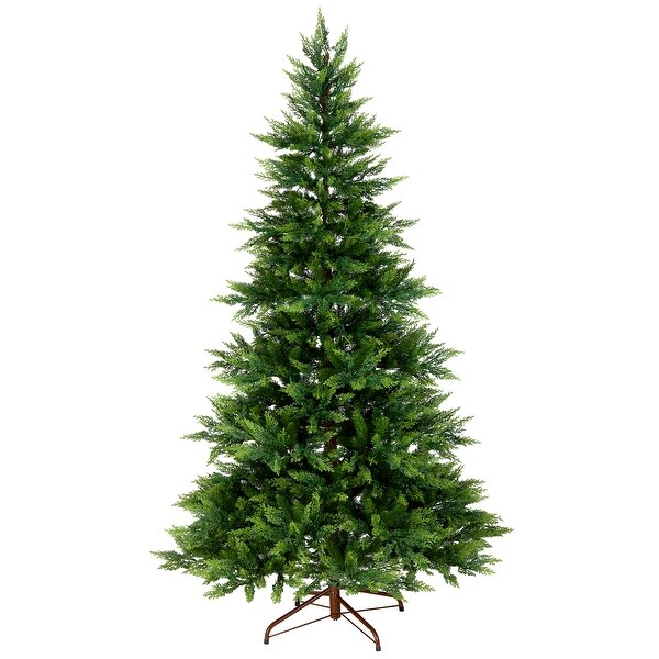 National Tree Company 7.5 ft. Prelit Feel Real Artificial Festive Fern Hinged Christmas Tree with 600 Clear Lights