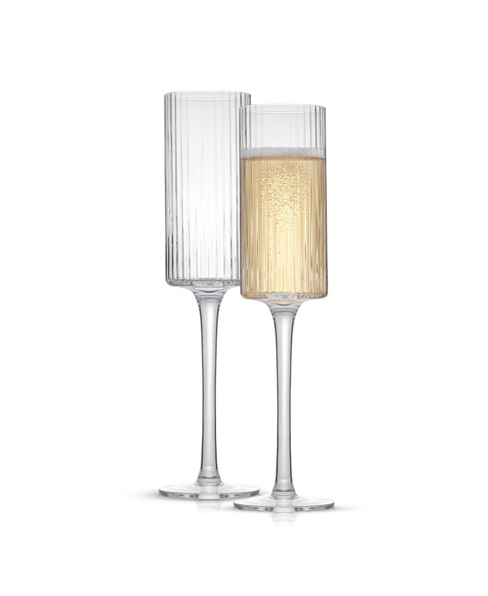 JoyJolt Elle Ribbed Stemmed Champagne Glass 2 Piece Set