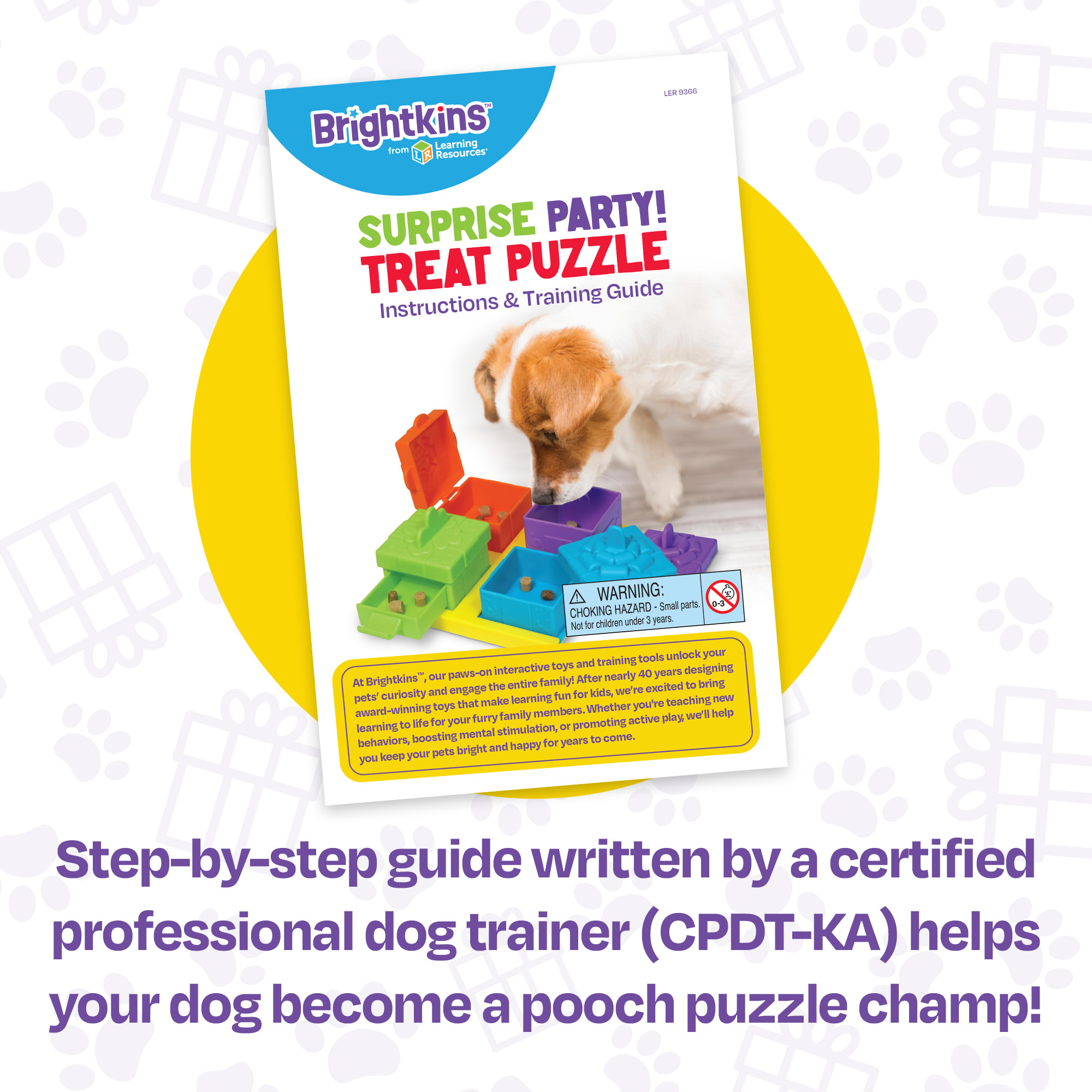 Brightkins Surprise Party Treat Puzzle Dog Toy， Small