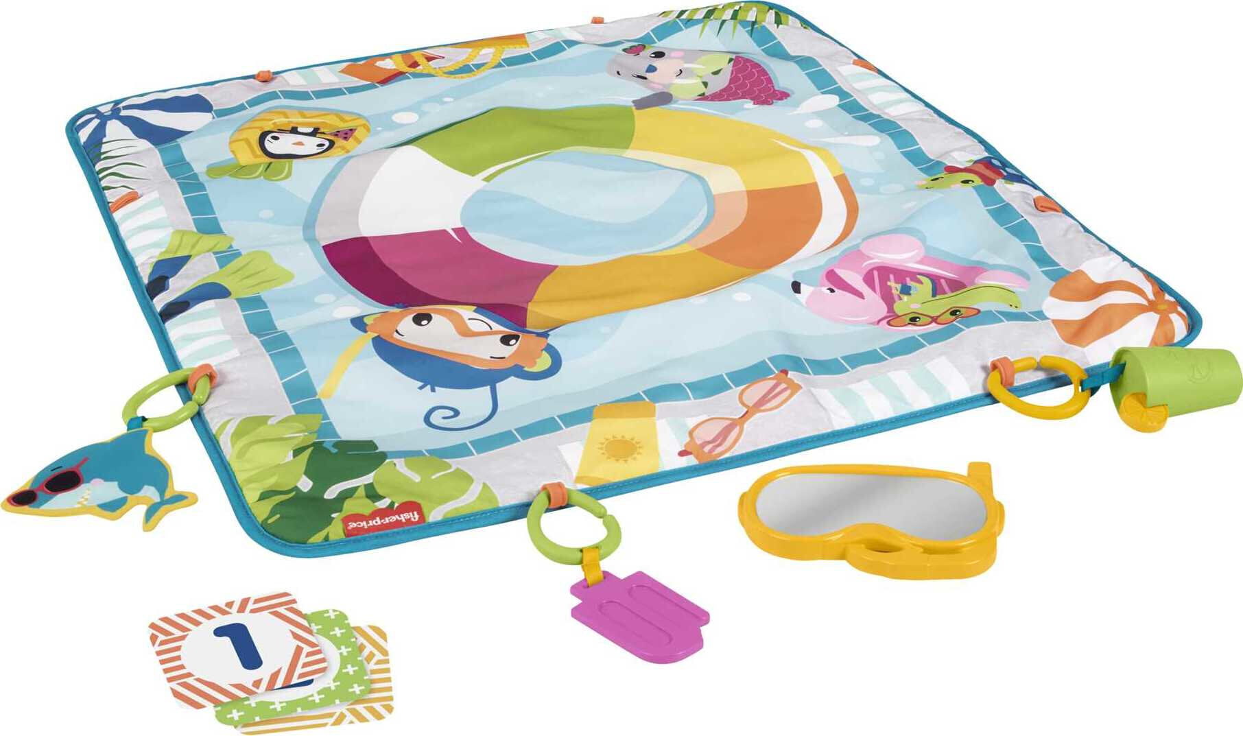 Fisher-Price Dive Right In Activity Mat， Baby Playmat With Toys