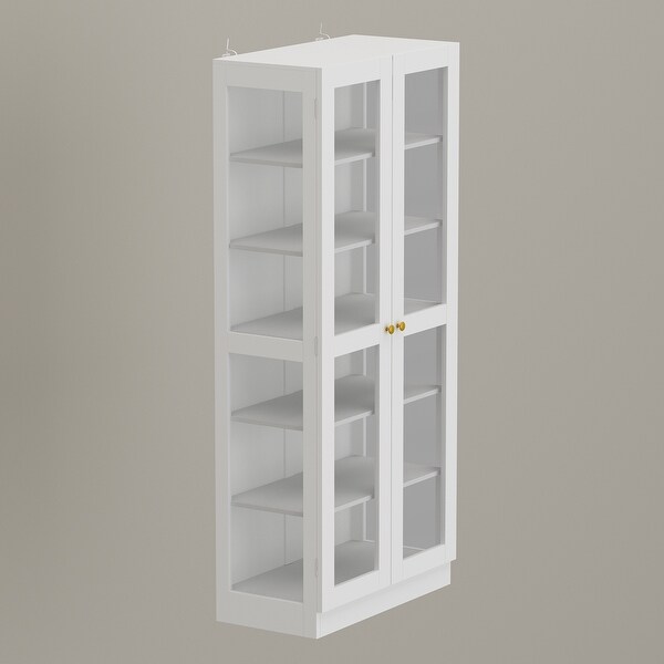 Glass Cabinet White Display Curio Storage Cabinet with Glass Doors - 70.9