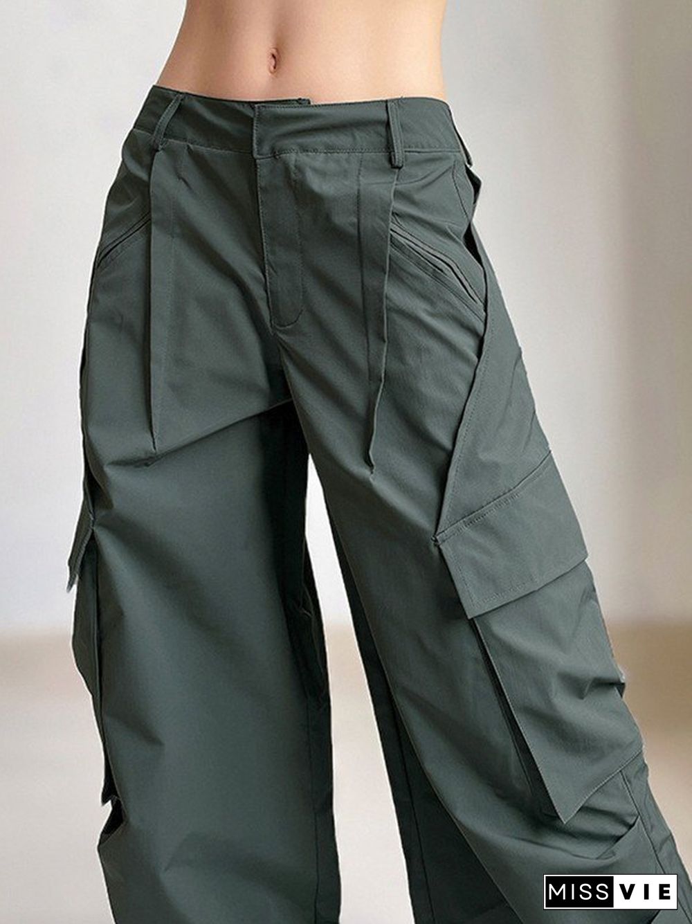 Ruched Pleated Baggy Parachute Cargo Pants