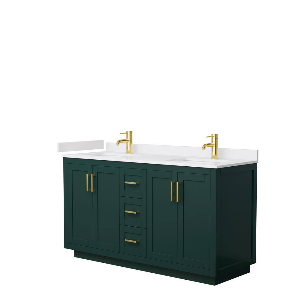 Wyndham Collection Miranda 60 in. W x 22 in. D x 33.75 in. H Double Bath Vanity in Green with White Cultured Marble Top WCF292960DGDWCUNSMXX