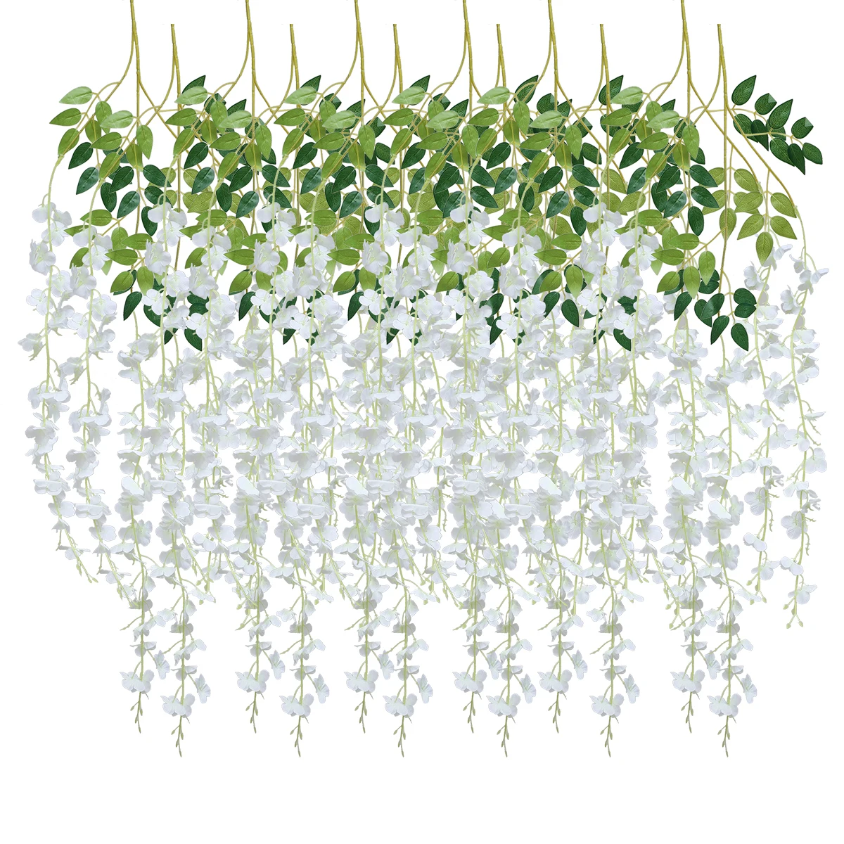 12 Pack Artificial Hanging Flowers Silk Wisterias for Wedding Party Garden Supplies