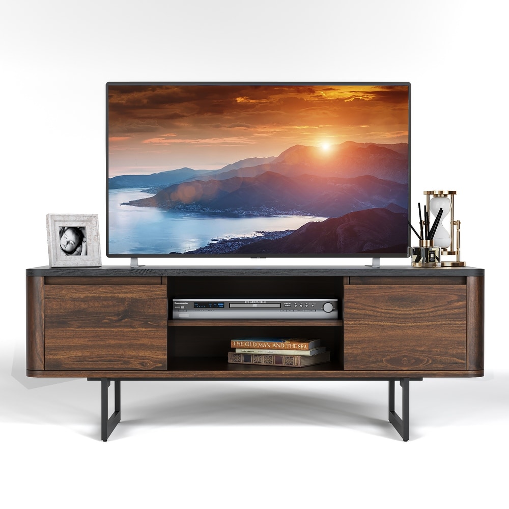 Costway TV Stand Entertainment Media Console w/ 2 Cabinets     47.5'' x 16'' x 18''