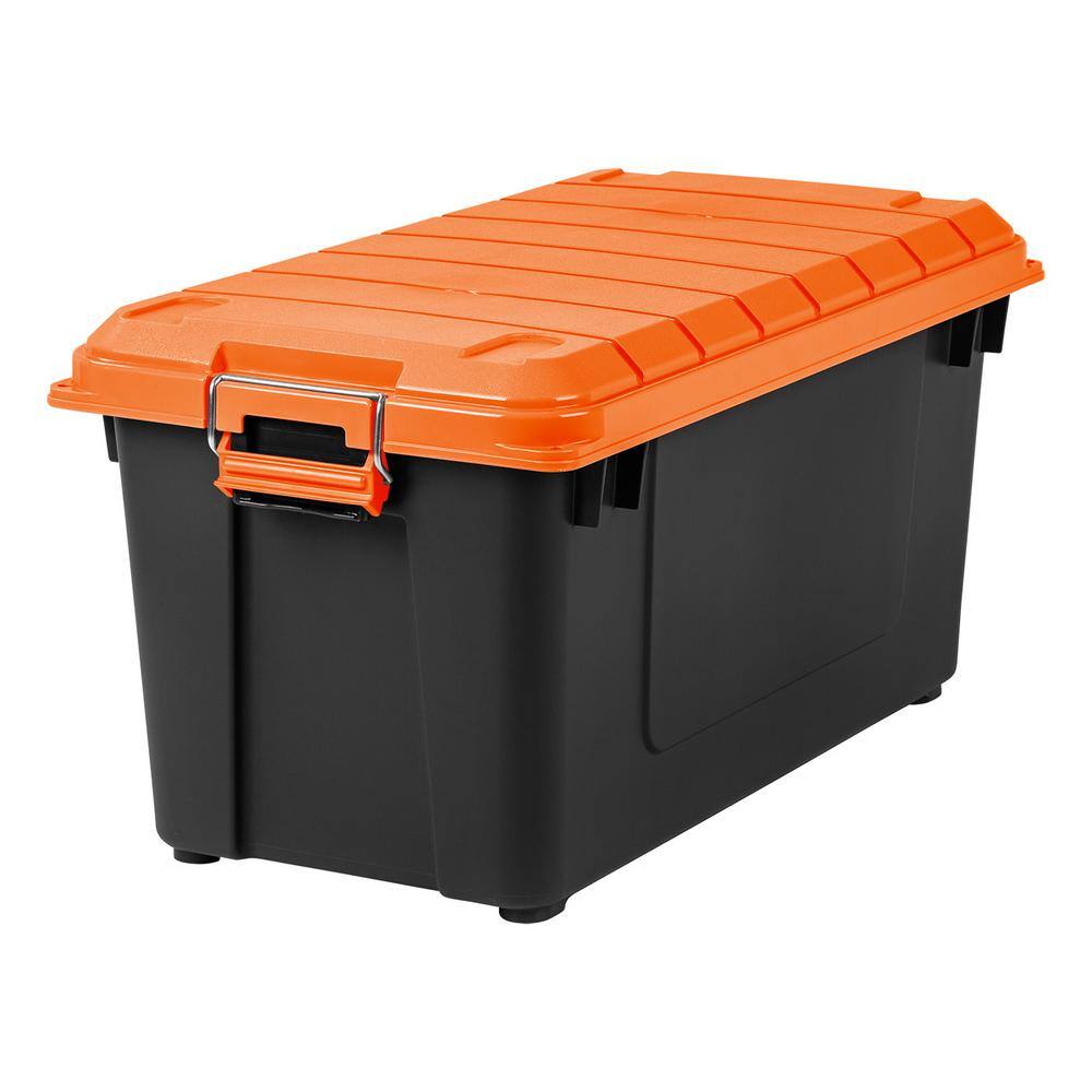 IRIS 82 Qt. WEATHERTIGHT Storage Box Store-It-All Utility Tote in OrangeBlack (3-Pack) 585025