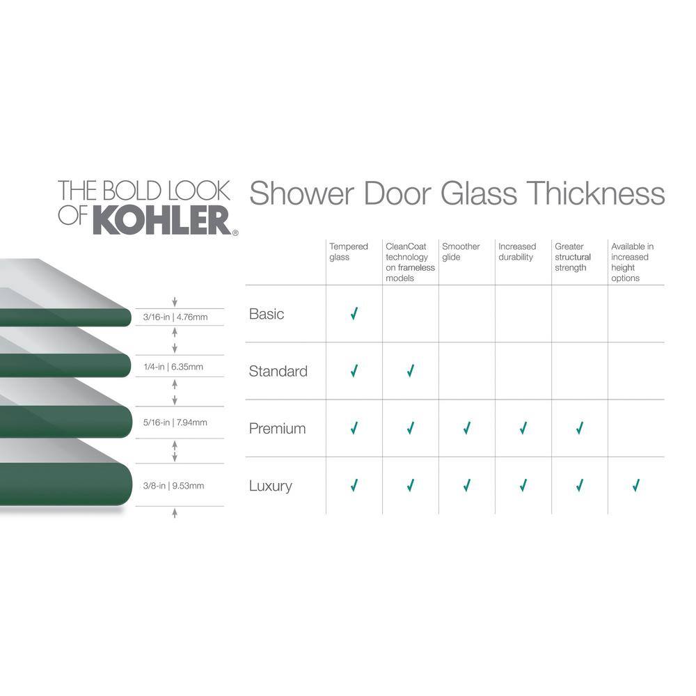 KOHLER Revel 48 in. x 70 in. Frameless Pivot Shower Door in Anodized Brushed Nickel with Handle 707551-L-BNK