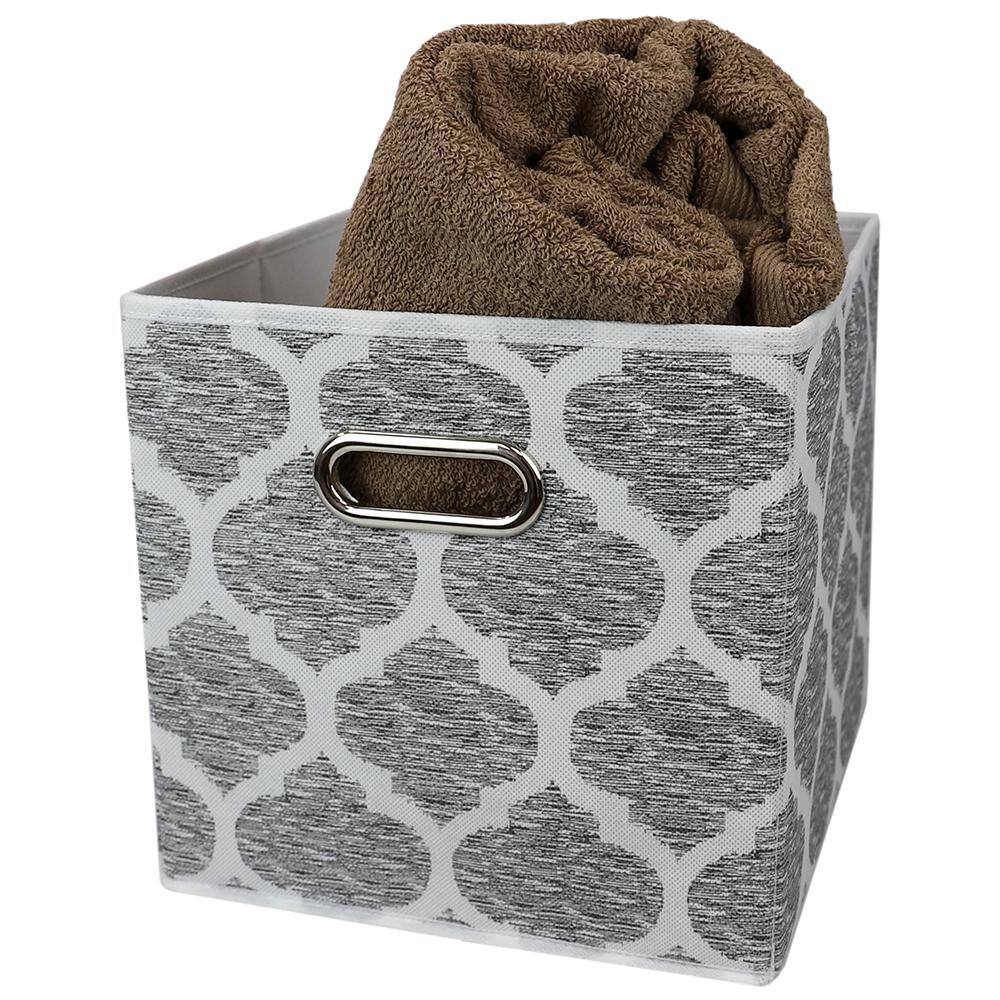 Home Basics 11 in. H x 10.5 in. W x 10.5 in. D Gray Fabric 1-Cube Organizer HDC75247