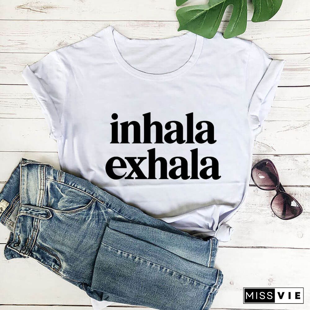 Inhala Exhala Latina Spanish Women’s Tshirt Women Funny Summer Casual Short Sleeve Top Inspirational Latina Mexican T-shirts