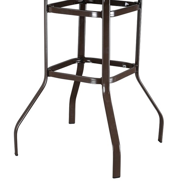 Wrought Iron Glass High Bar Table Patio Bar Table Brown