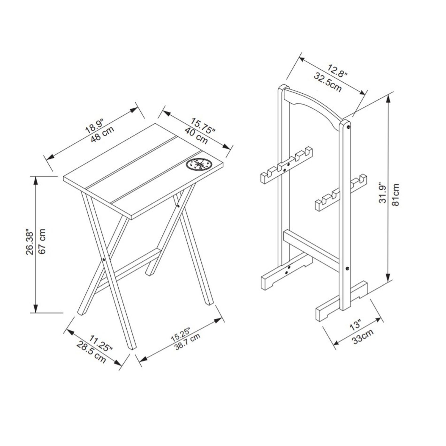 Linon Gray TV Tray Table 5-piece Set