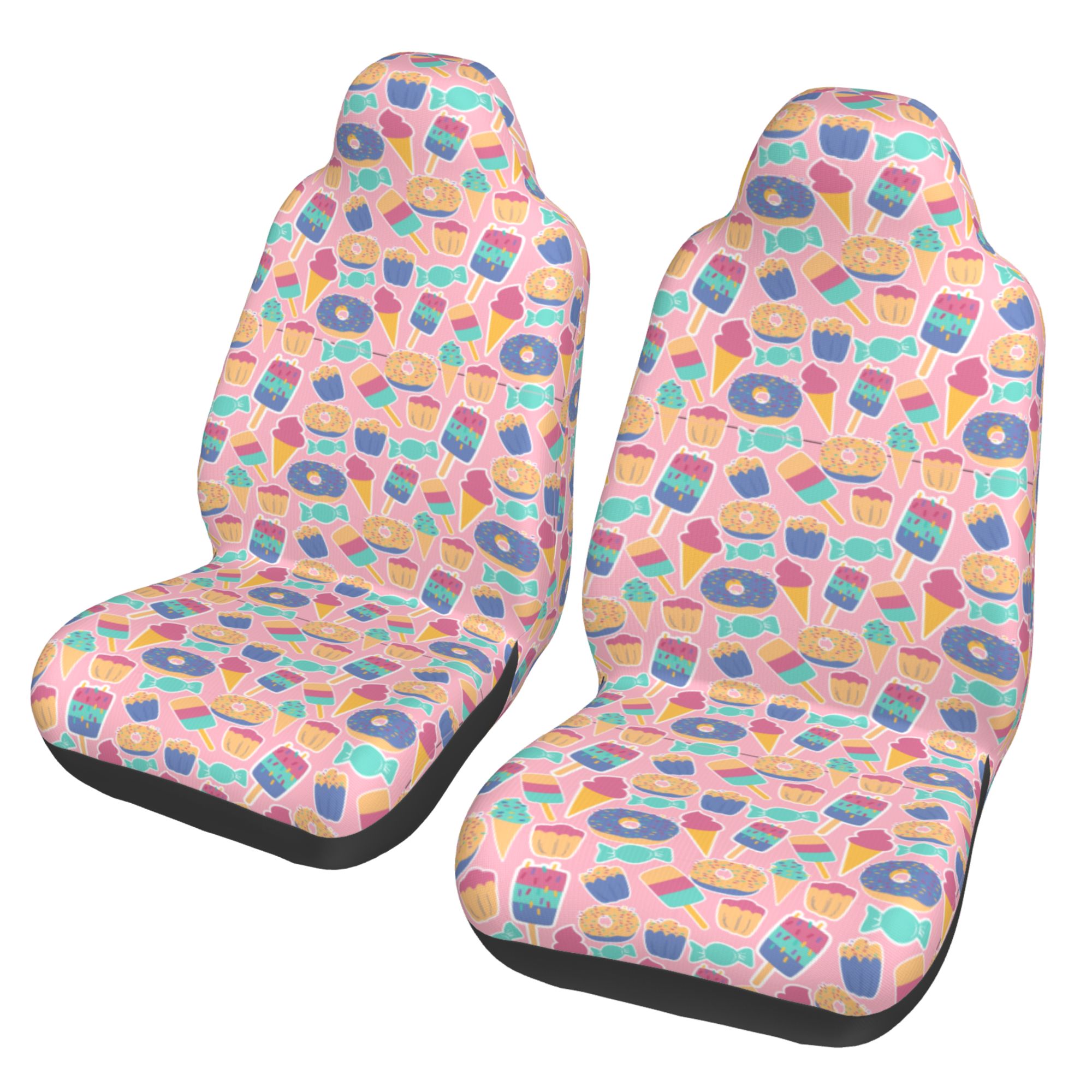 ZICANCN Car Seat Covers Front Seats Only，Pink Donut Candy Automotive Seat Covers Protectors for Cars Trucks Suv 2 Pack