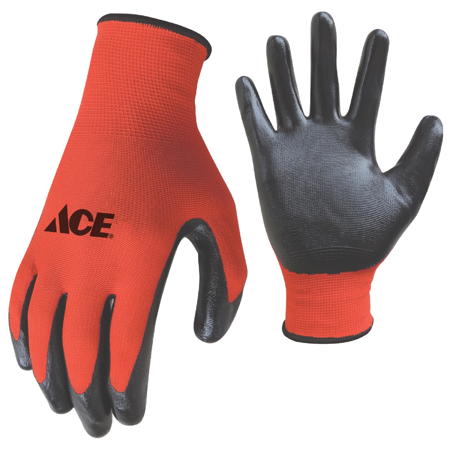 Ace Men\u0027s Indoor/Outdoor Coated Work Gloves Red M 1 pair