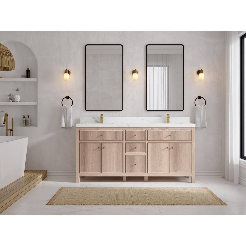 Willow Collections Sonoma Oak 72 in. W x 22 in. D x 36 in. H Double Sink Bath Vanity in White Oak with 2