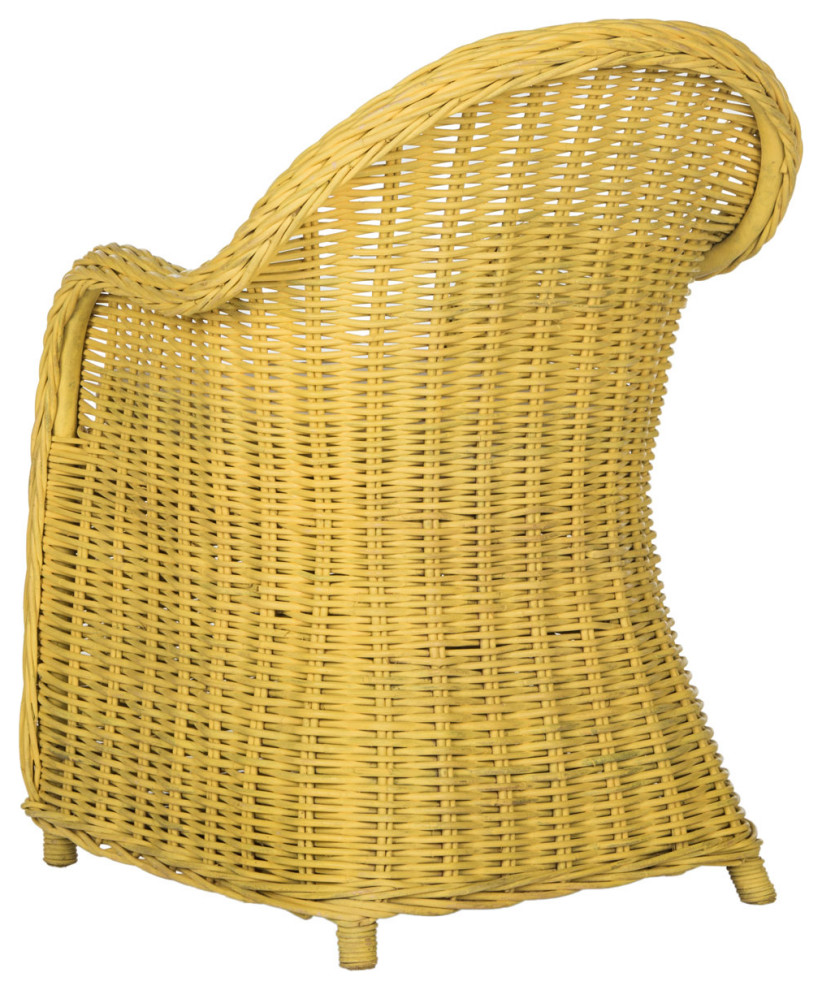 Lissie Wicker Club Chair Yellow   Tropical   Armchairs And Accent Chairs   by Peachtree Fine Furniture  Houzz