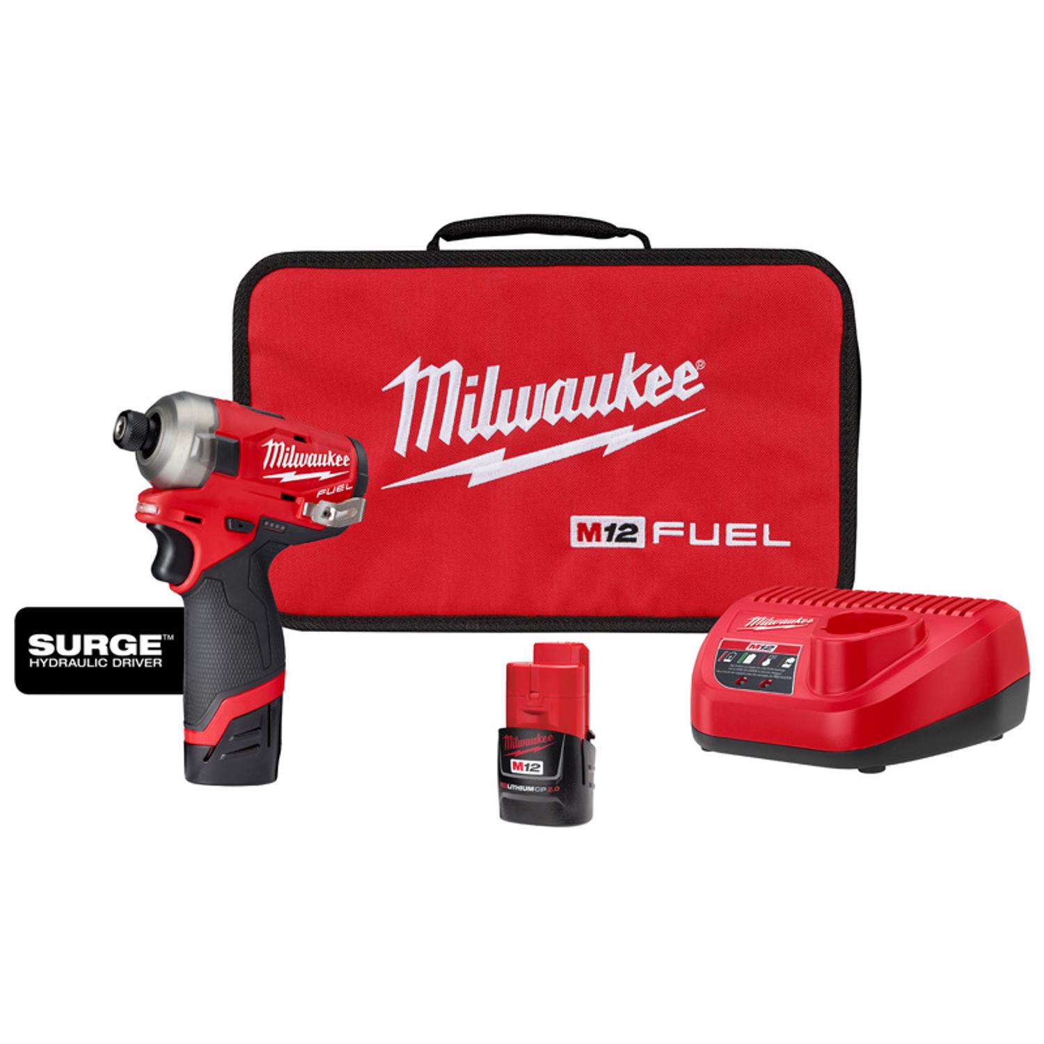 MW M12 FUEL SURGE 12 V 1/4 in. Cordless Brushless Hydraulic Impact Driver Kit (Battery \u0026 Char