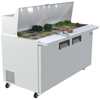 Koolmore 60 in. W 15 cu. ft. Refrigerated Food Prep Station Table with Mega Top Surface in Stainless Steel RPT60-2D-MT