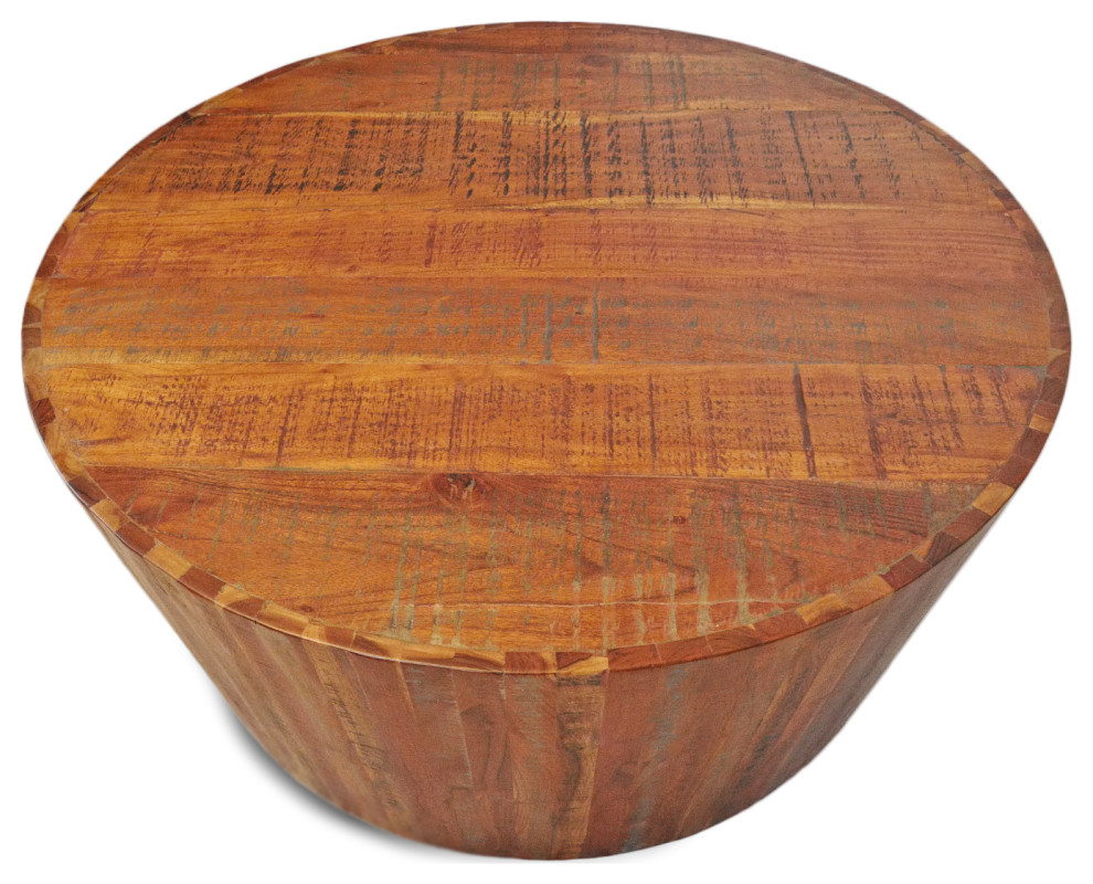 Salvaged Acacia Round Coffee Table   Farmhouse   Coffee Tables   by Design Mix Furniture  Houzz