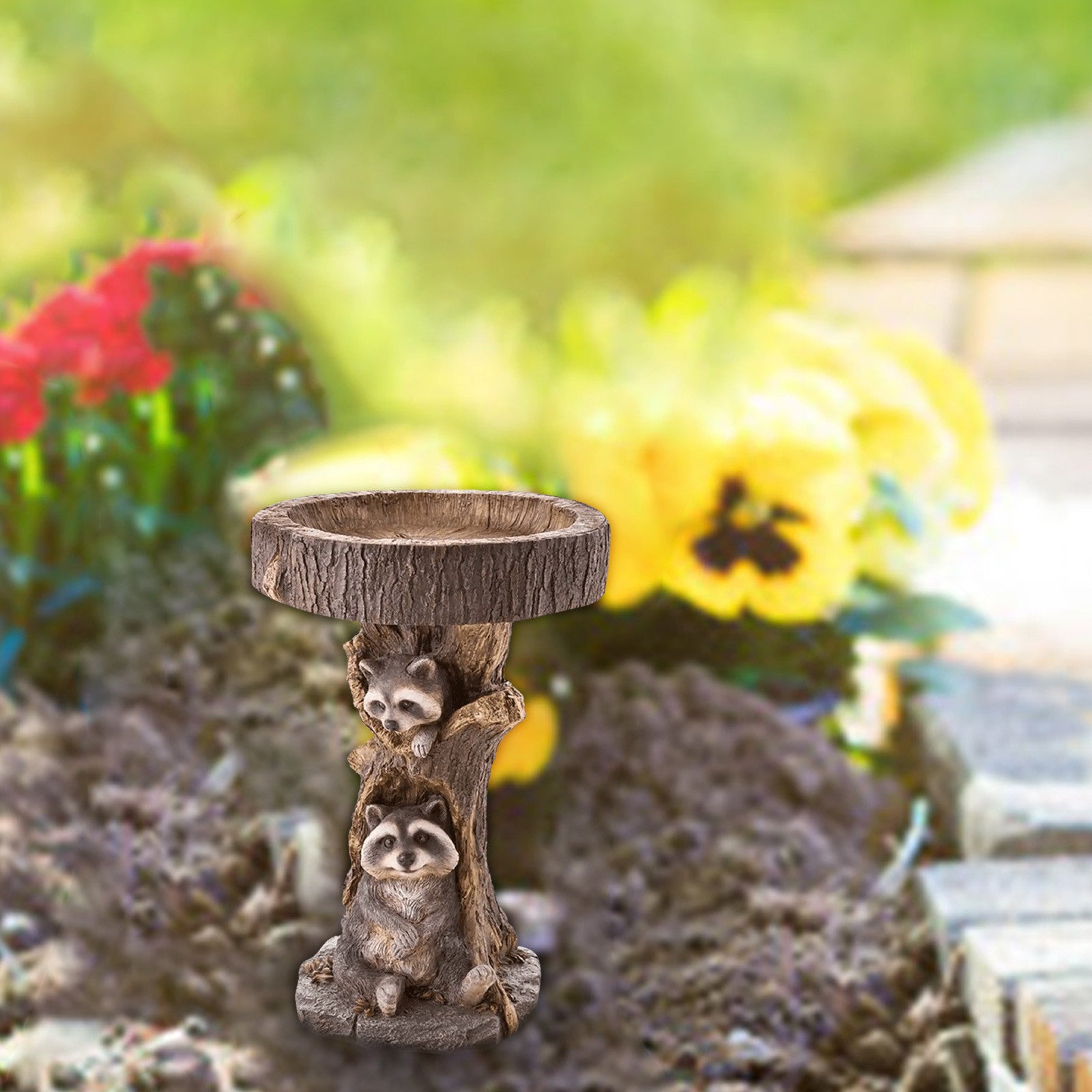 New Year Clearance 2022! Beautiful Sunflower Bird Bath Brown Pedestal Handmade For Outdoor