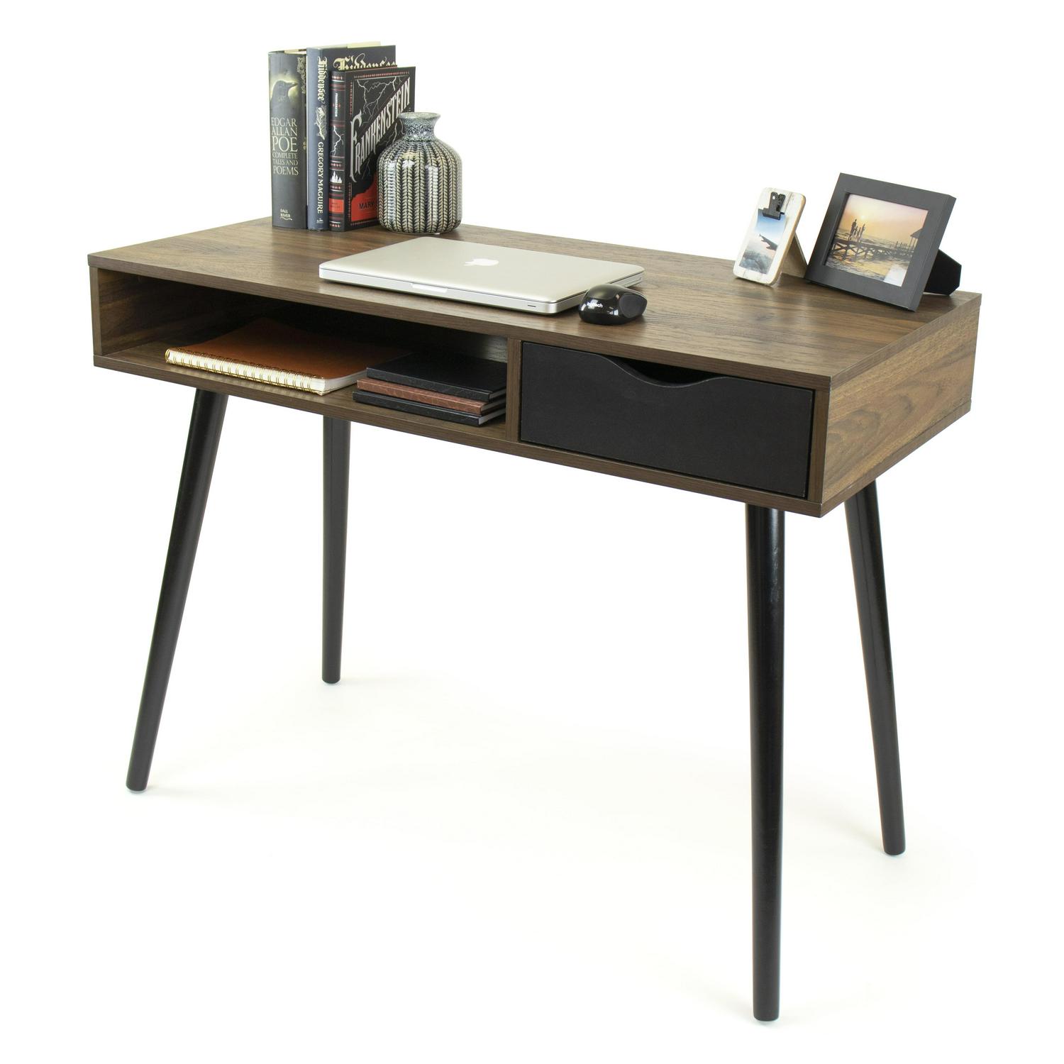 Humble Crew Writing Desk with Drawer Storage Dark Wood