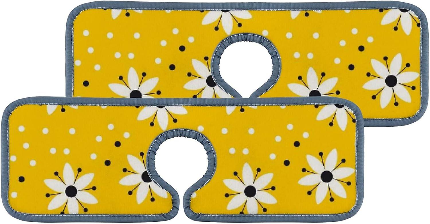 Faucet Absorbent Mat 3 Pcs Simple Flowers Kitchen Faucet Splash Catcher Washable Counter Drying Pads