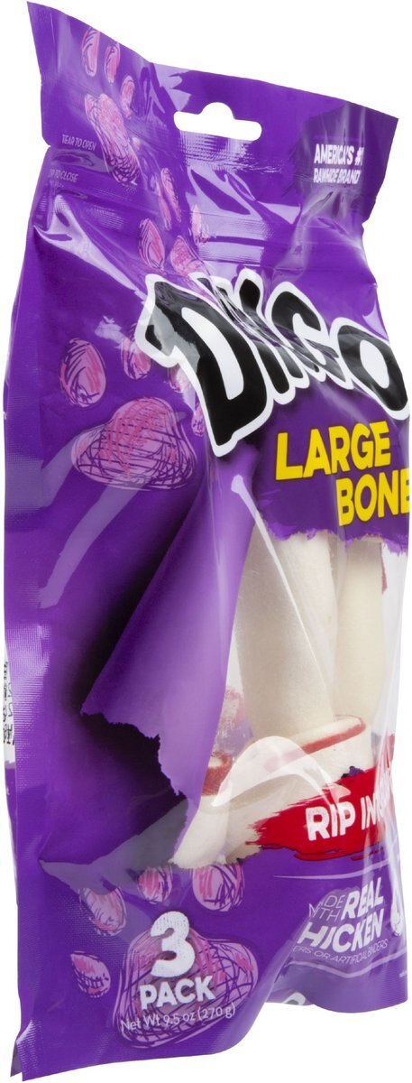 Dingo Large White Bone Dog Rawhide Treat， 9.5-oz bag， 3 count