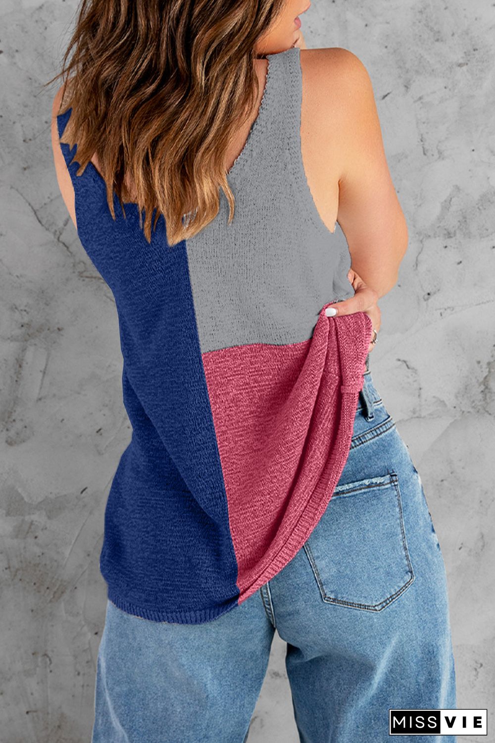 Color Block Knitted Tank Top