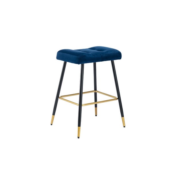 Vintage Counter Height Upholstered BarStools with Polyester Fabric Upholstery and Metal Frame