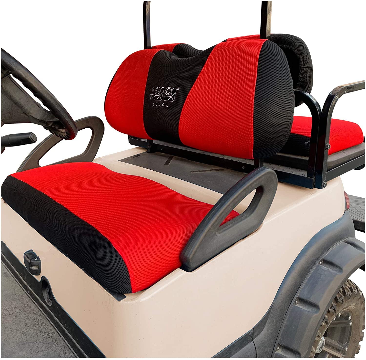 10L0L Golf Cart Front Rear Seat Cover Set for Club Car Precedent and Yamaha 4 Passenger Models-Red Black