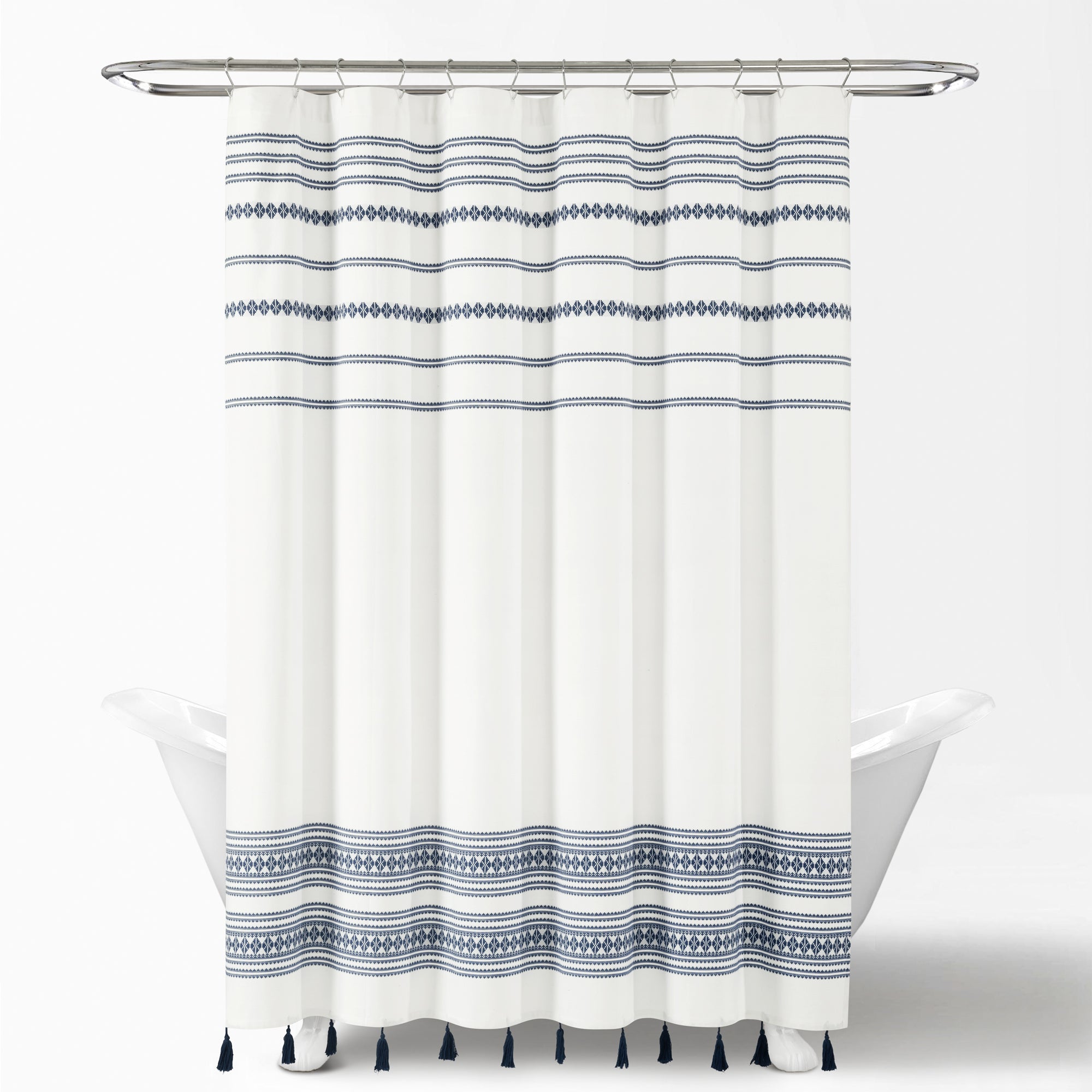 Breezy Chic Tassel Jacquard Recycled Cotton Shower Curtain