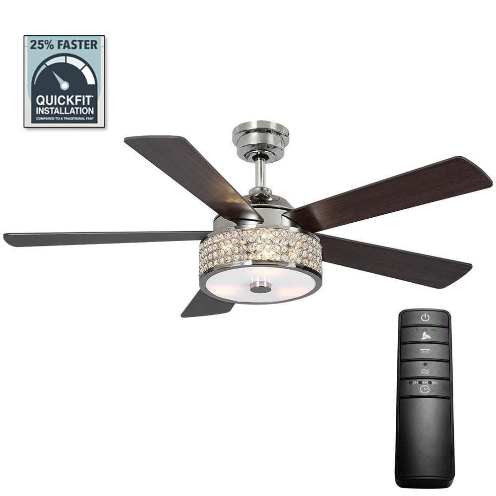 Home Decorators Collection Montclaire 52 in LED Polished Nickel Ceiling Fan with Light Kit and Remote Control