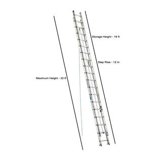 Werner 36 ft. Aluminum D-Rung Extension Ladder with 250 lb. Load Capacity Type I Duty Rating D1336-2