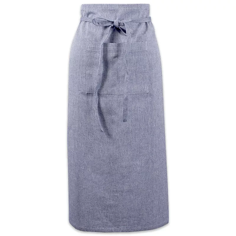 30 Blue Solid Chambray Bistro Apron with Adjustable Strap