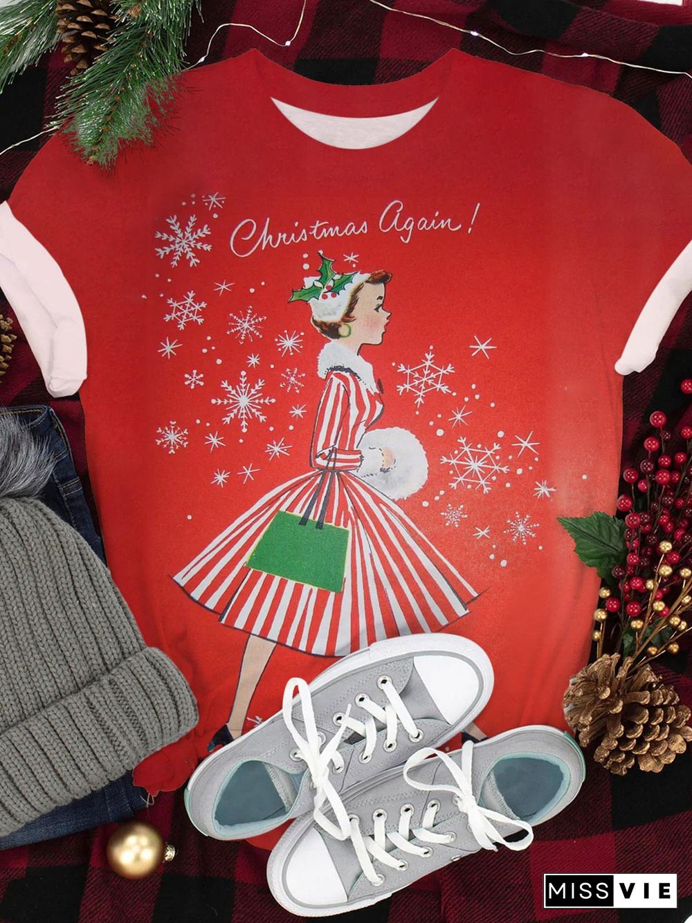 Christmas Again Retro Casual T-shirt