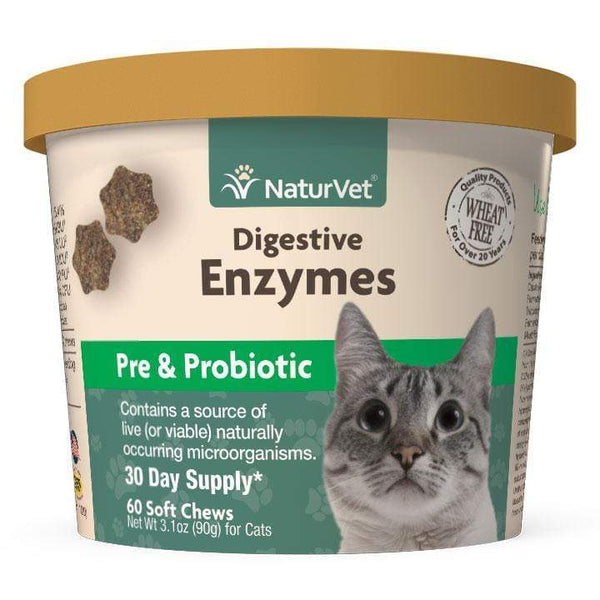 NaturVet Digestive Enzymes Plus Pre and Probiotics Soft Chews For Cats