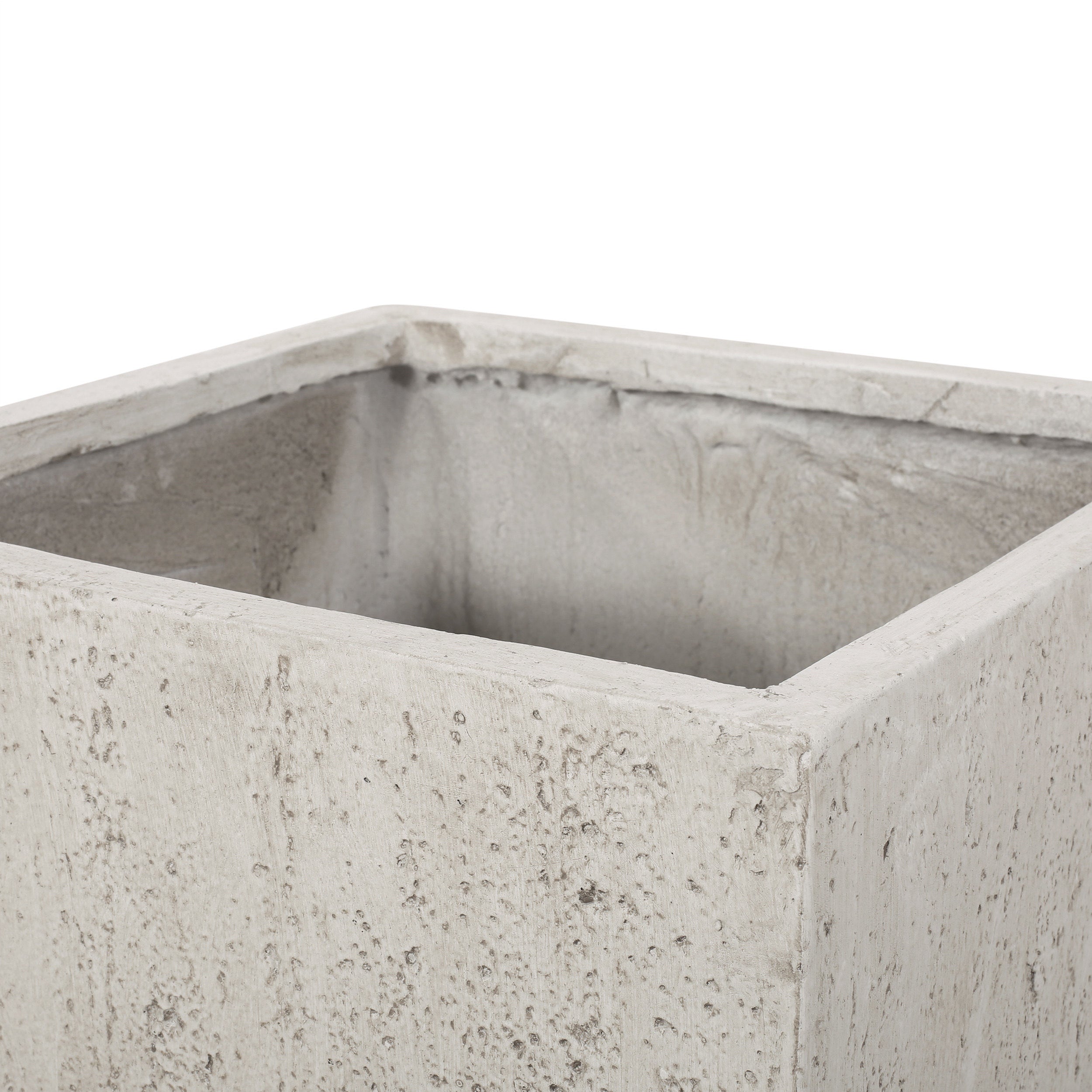 Fardeen Outdoor Modern Cast Stone Square Planters (Set of 2)