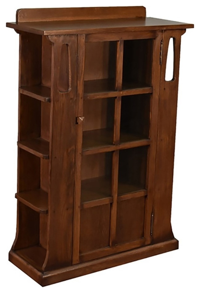 Crafters and Weavers Arts and Crafts Wood Bookcase w/ Side Shelves in Walnut   Craftsman   Bookcases   by Homesquare  Houzz