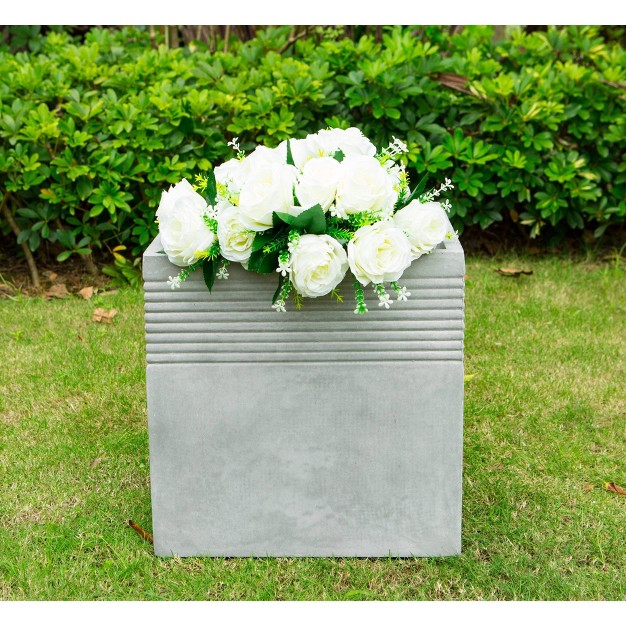 Kante Lightweight Outdoor Modern Square Concrete Planter Natural Concrete Gray Rosemead Home amp Garden Inc