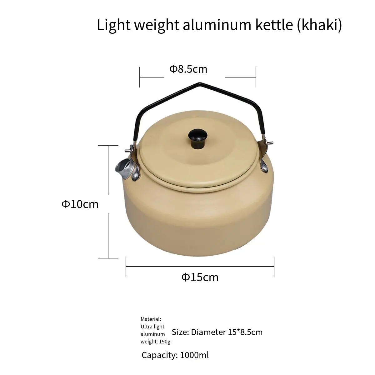 New Style Outdoor Multifunctional Picnic Camping Teapot Lightweight Durable Portable Aluminum Kettle